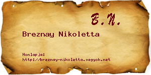 Breznay Nikoletta névjegykártya